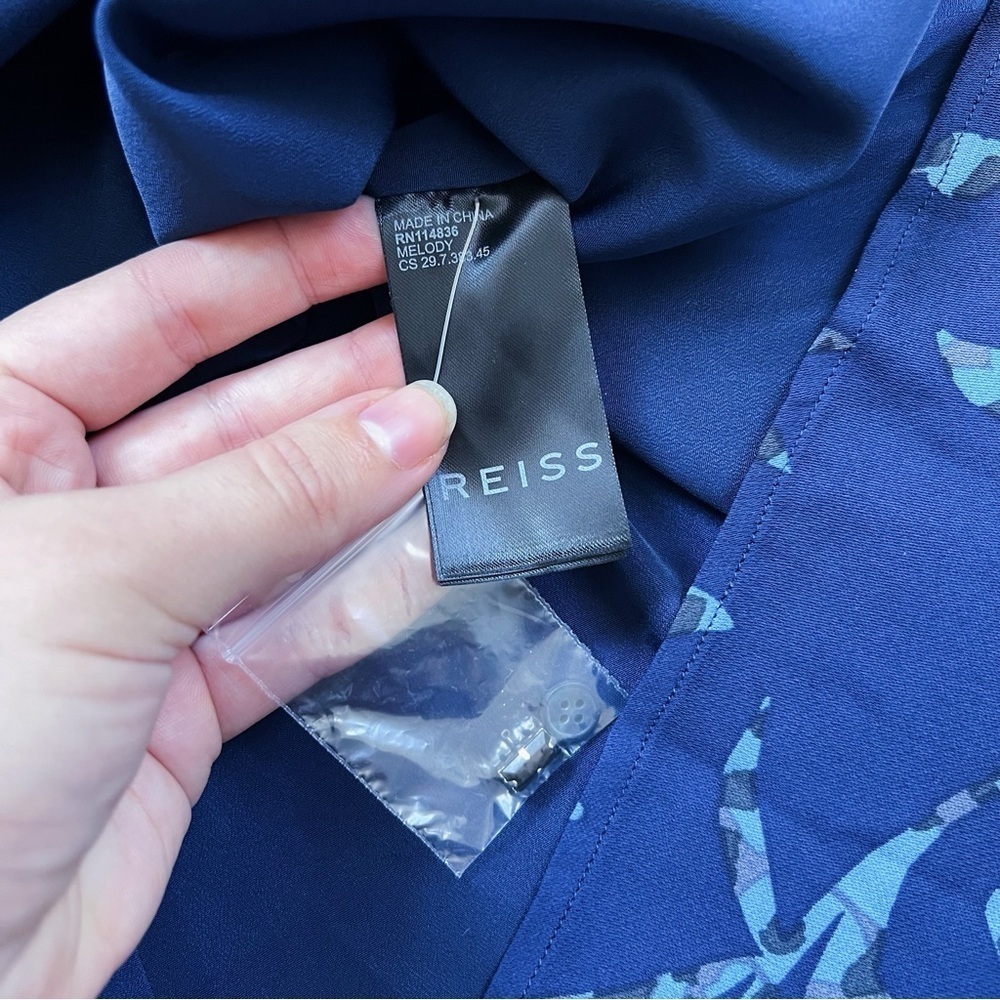 REISS • Melody Printed Dress With Embellished Detail blue floral beaded mini - Picture 10 of 15